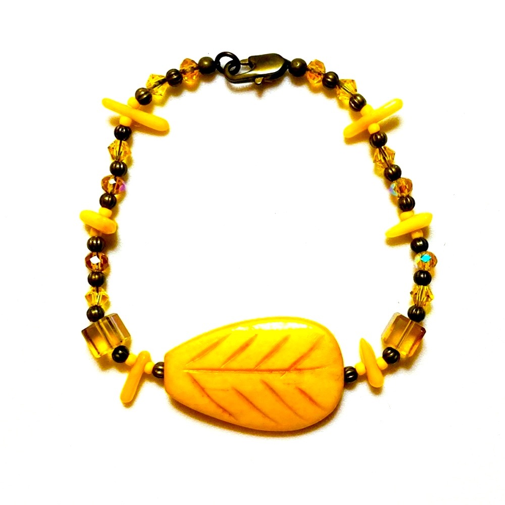 Handmade Yellow Leaf Bracelet
